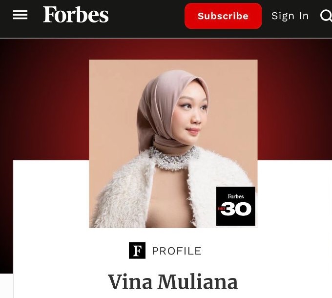 Vina Muliana : Anak Muda Indonesia Masuk Daftar 30 Forbes Under 30 Tahun 2022