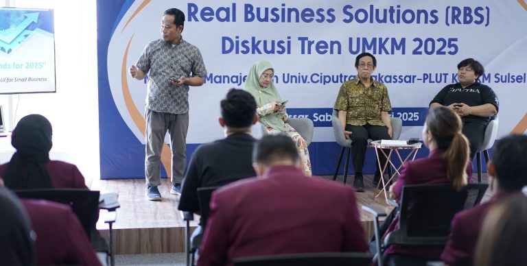 Mahasiswa MM Univ. Ciputra Makassar dan Konsultan PLUT Sulsel Bahas Tren UMKM 2025